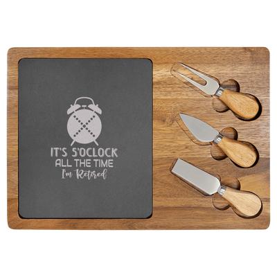 Its Always Five O Clock Wood Slate Serving Tray
