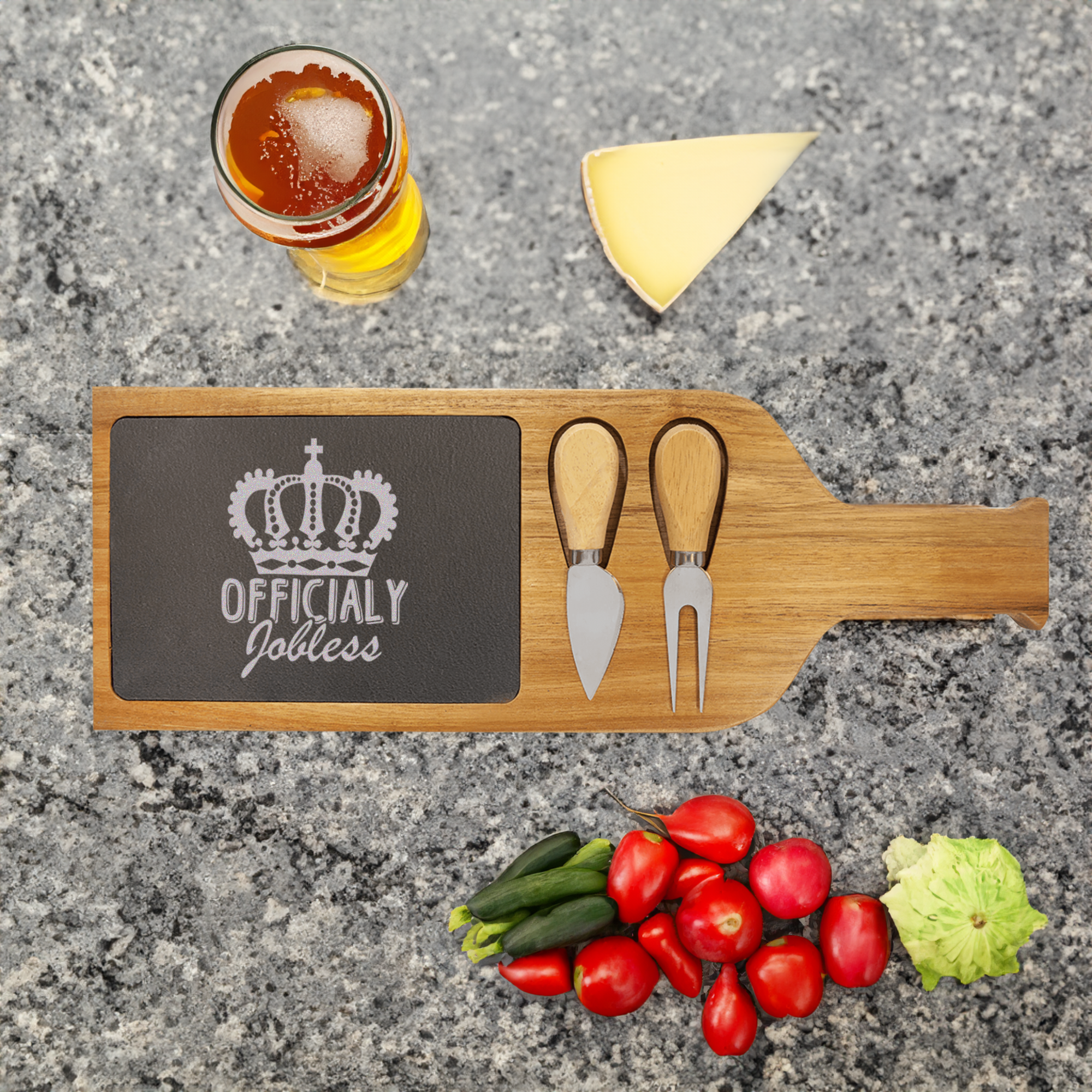 Jobless Queen Wood Slate Serving Tray With Handle