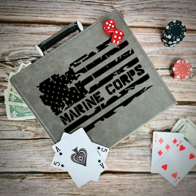 Marine Corps American Flag Poker Gift Set