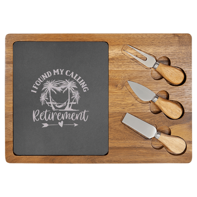 Meant To Be Retired Wood Slate Serving Tray
