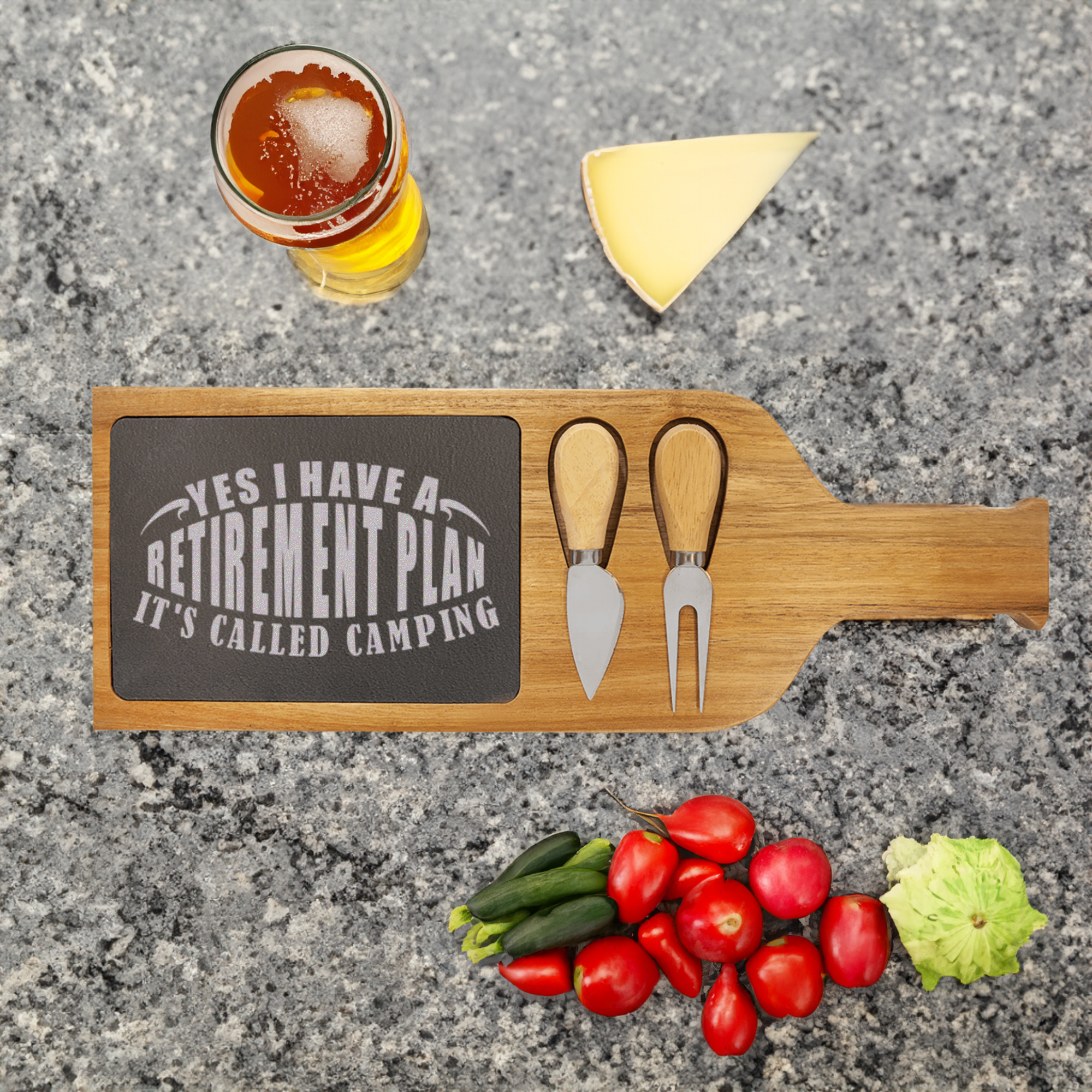 My Retirement Plan Is Camping Wood Slate Serving Tray With Handle