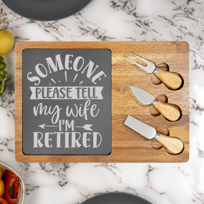 My Wifes In Charge Wood Slate Serving Tray