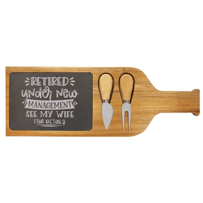 My  Wife Is My Only Boss Wood Slate Serving Tray With Handle