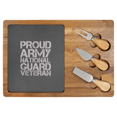 National Guard Veteran Wood Slate Serving Tray