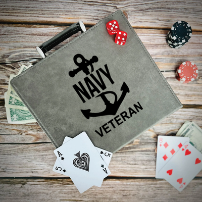 Navy Anchor Veteran Poker Gift Set