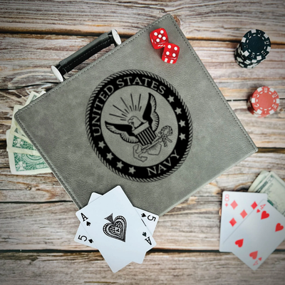 Navy Badge Poker Gift Set