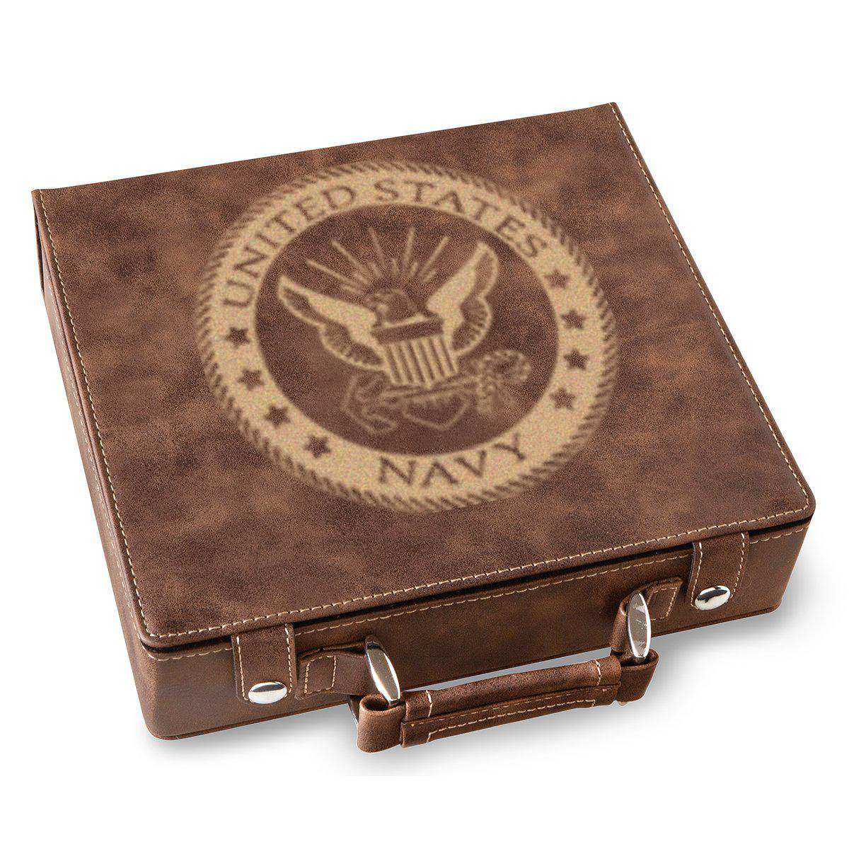 Navy Badge Poker Gift Set