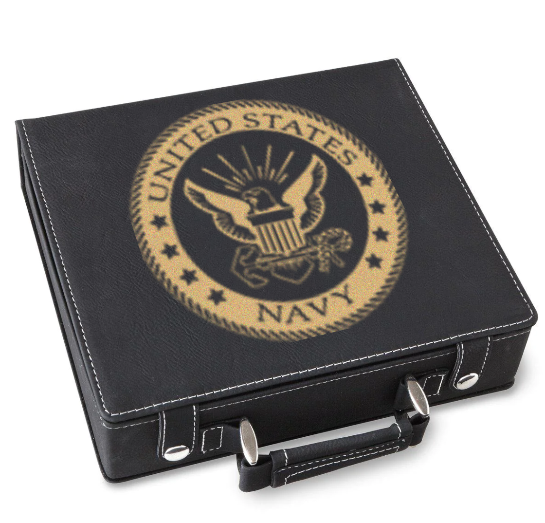 Navy Badge Poker Gift Set