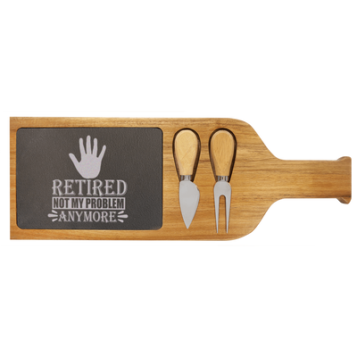 Not My Problem Im Retired Wood Slate Serving Tray With Handle