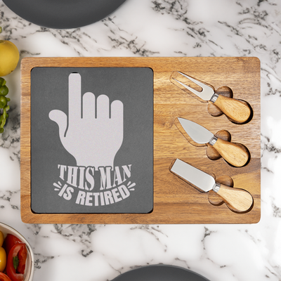 One Retired Guy Wood Slate Serving Tray