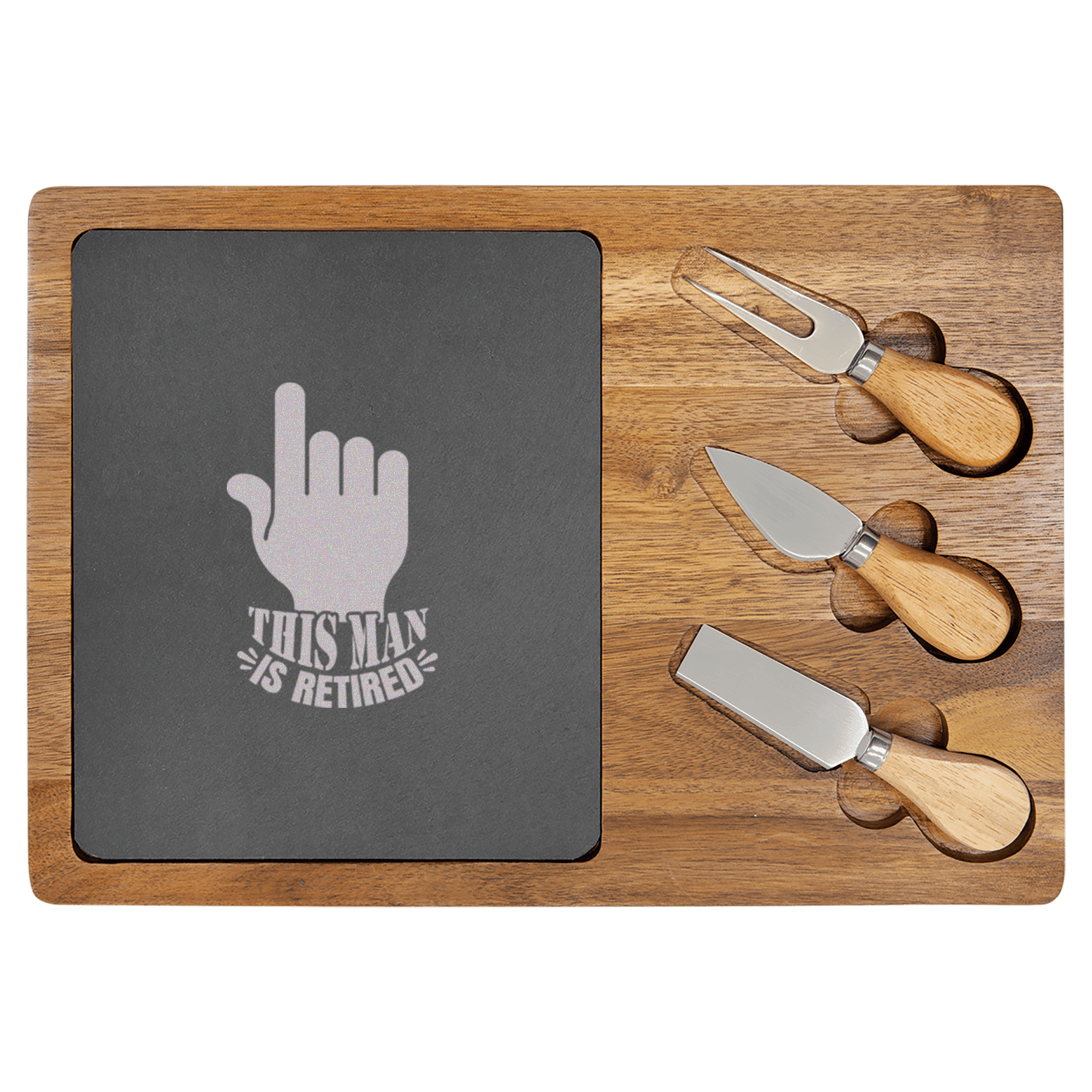 One Retired Guy Wood Slate Serving Tray