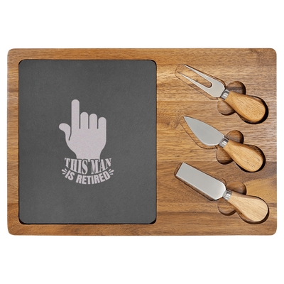 One Retired Guy Wood Slate Serving Tray