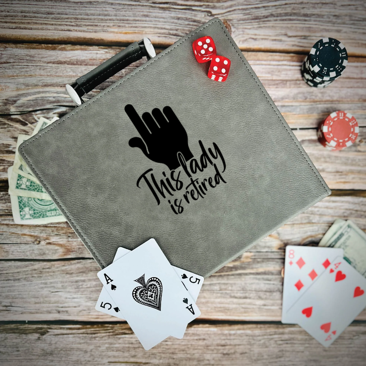 One Retired Lady Poker Gift Set