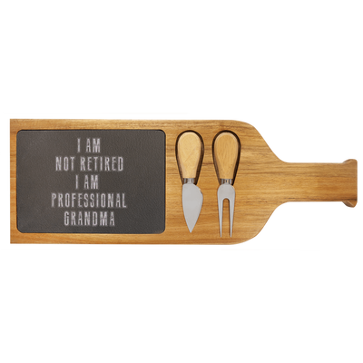 Professional Grandpa For Life Wood Slate Serving Tray With Handle