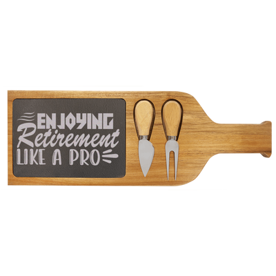 Professional Retiree Wood Slate Serving Tray With Handle