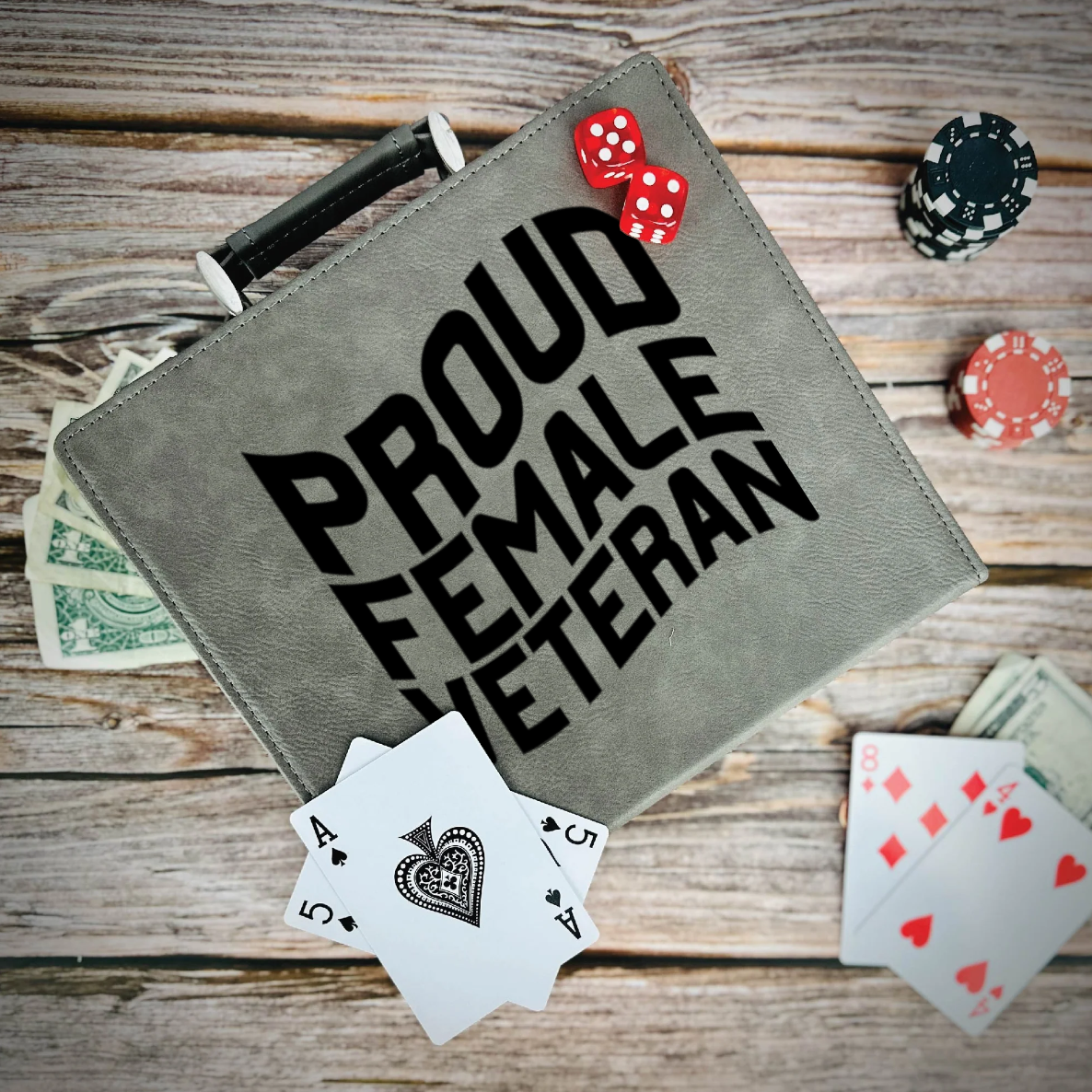 Proud Female Veteran Poker Gift Set