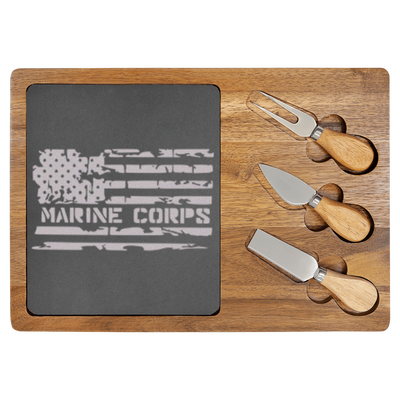 Proud Marine Corps Wood Slate Serving Tray