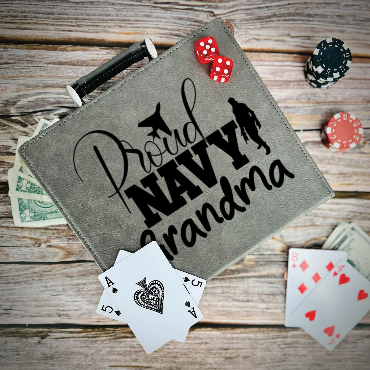 Proud Navy Grandma Poker Gift Set