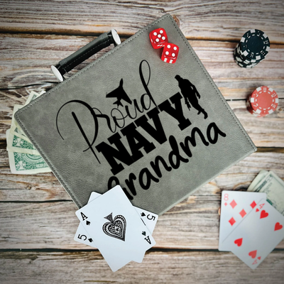 Proud Navy Grandma Poker Gift Set