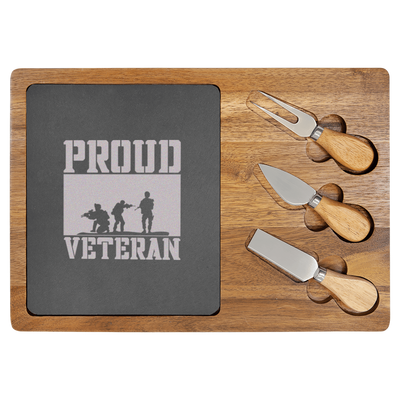 Proud Veteran Wood Slate Serving Tray