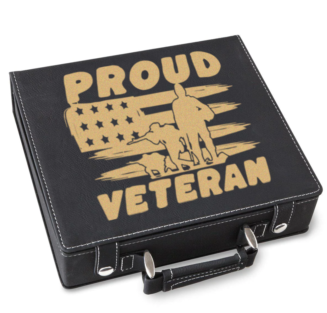 Proud Veteran Flag Poker Gift Set