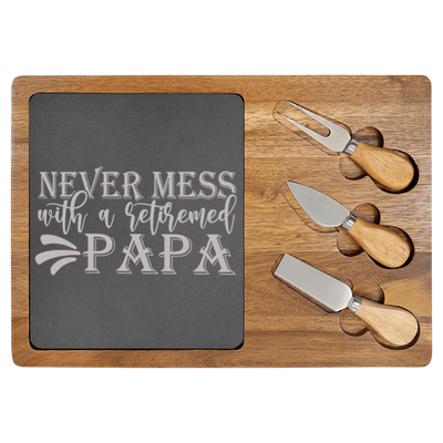 RetiredPapaOnDuty Wood Slate Serving Tray