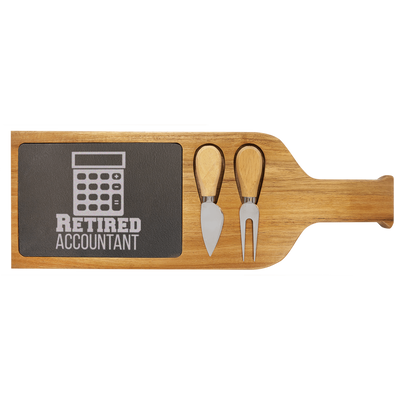 Retired Accountant Wood Slate Serving Tray With Handle