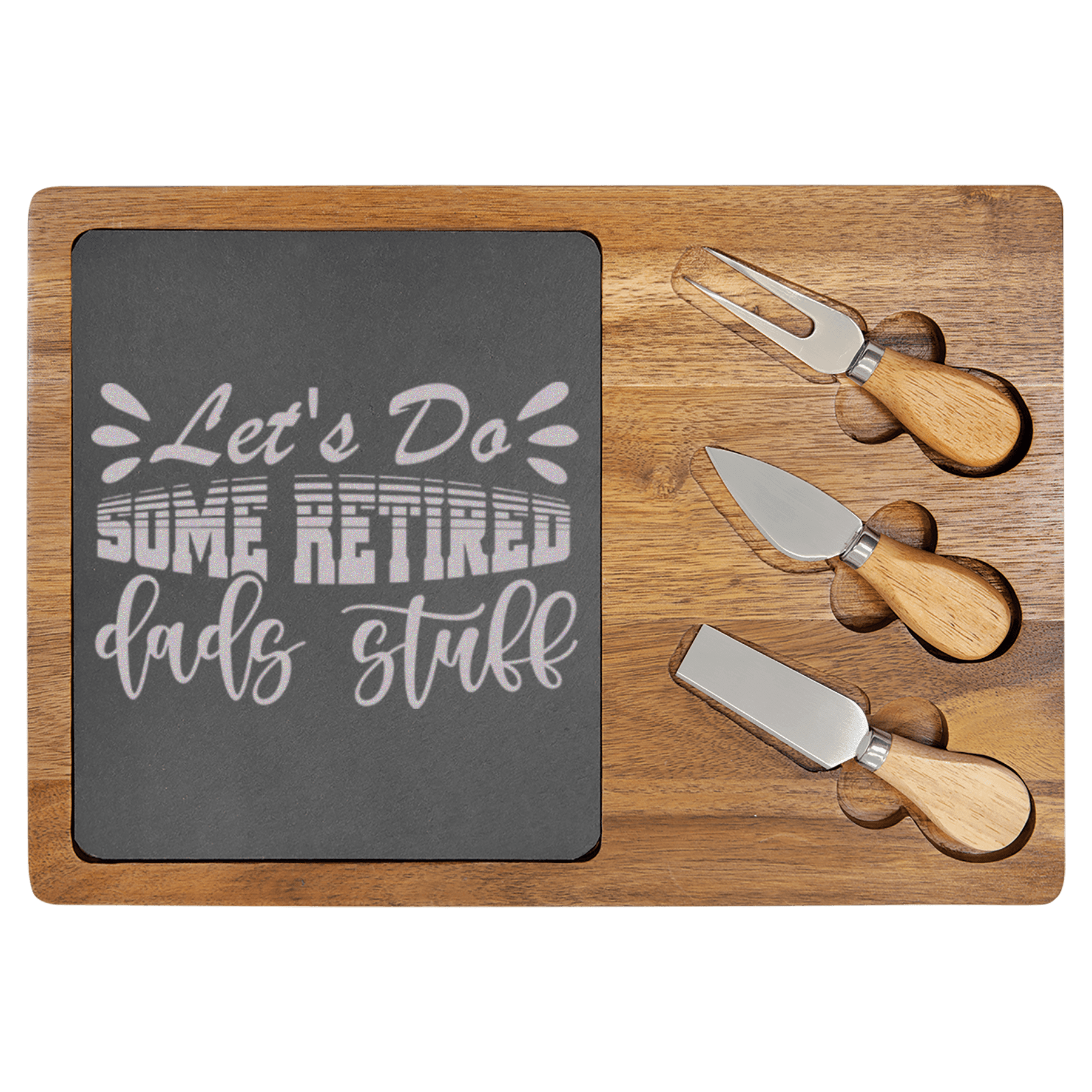 Retired Dads Unite Wood Slate Serving Tray