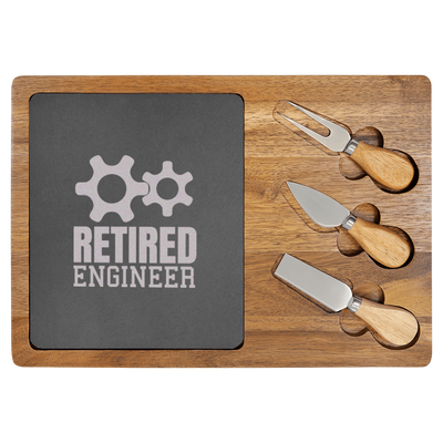 Retired Engineer Wood Slate Serving Tray
