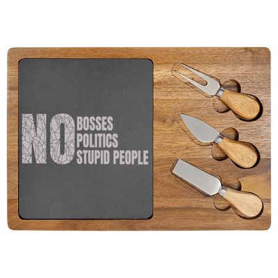 Retired From Stupidity Wood Slate Serving Tray