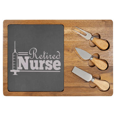 Retired Nurse Wood Slate Serving Tray