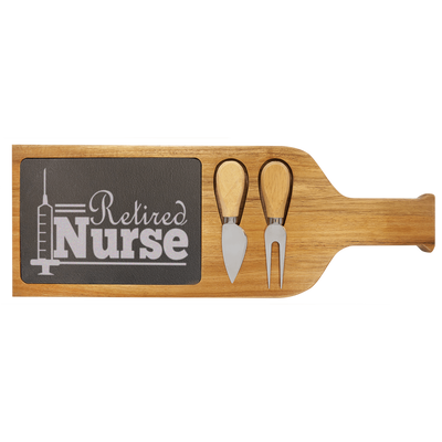 Retired Nurse Wood Slate Serving Tray With Handle