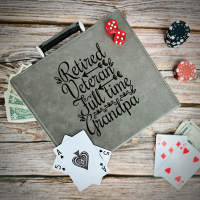 Retired Veteran Full Time Grandpa Poker Gift Set