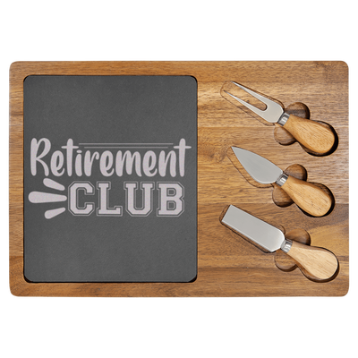 Retirement Club Wood Slate Serving Tray