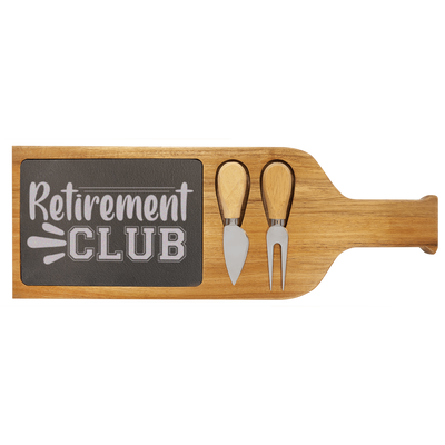 Retirement Club Wood Slate Serving Tray With Handle