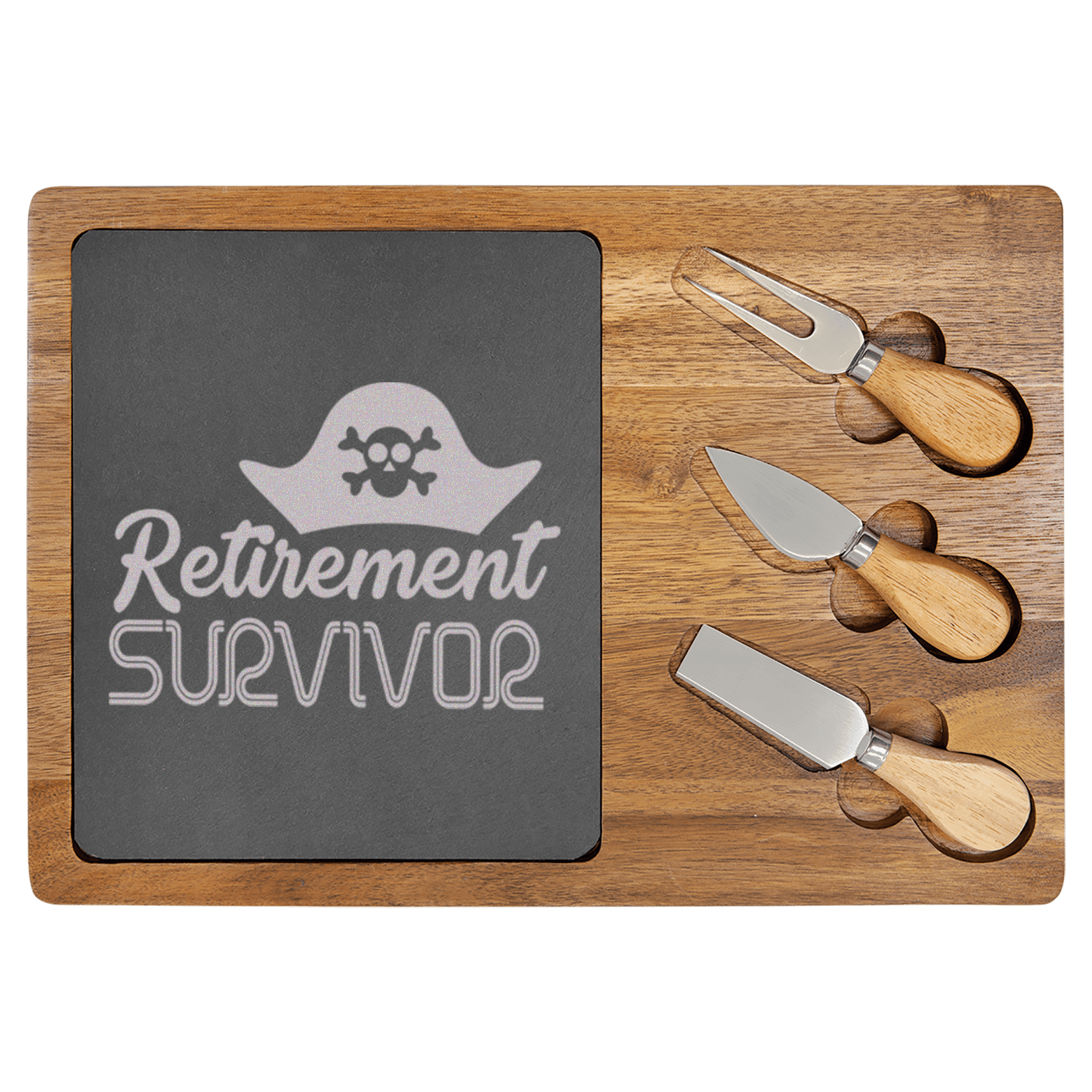 Retirement Survivor Wood Slate Serving Tray