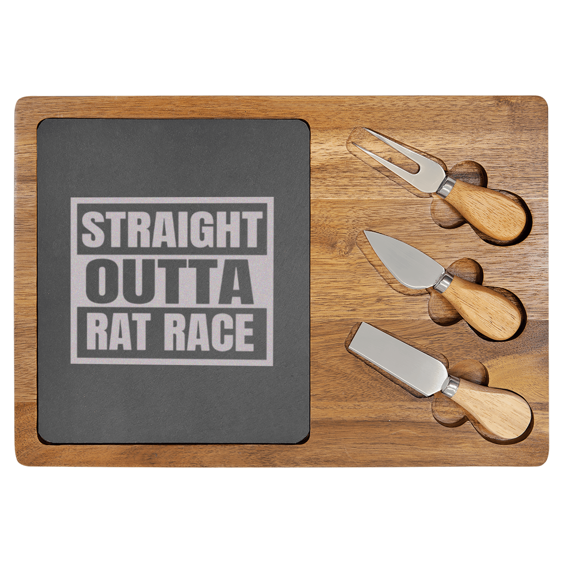 Straight Outta Rat Race Wood Slate Serving Tray