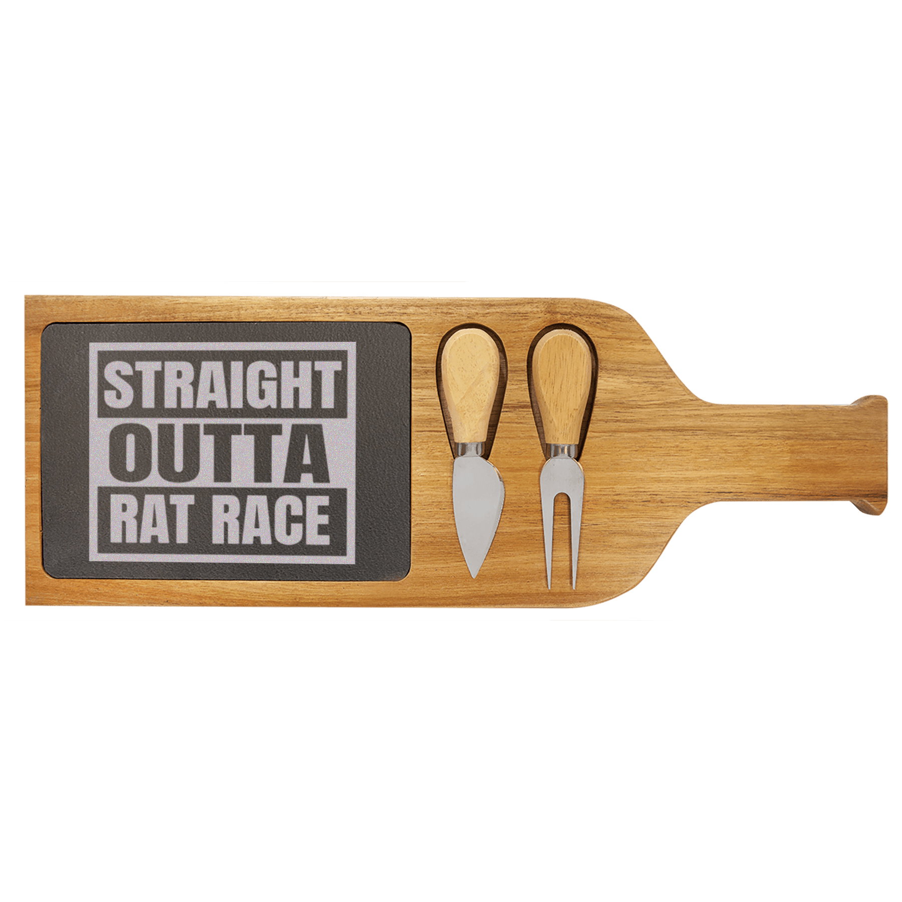 Straight Outta Rat Race Wood Slate Serving Tray With Handle