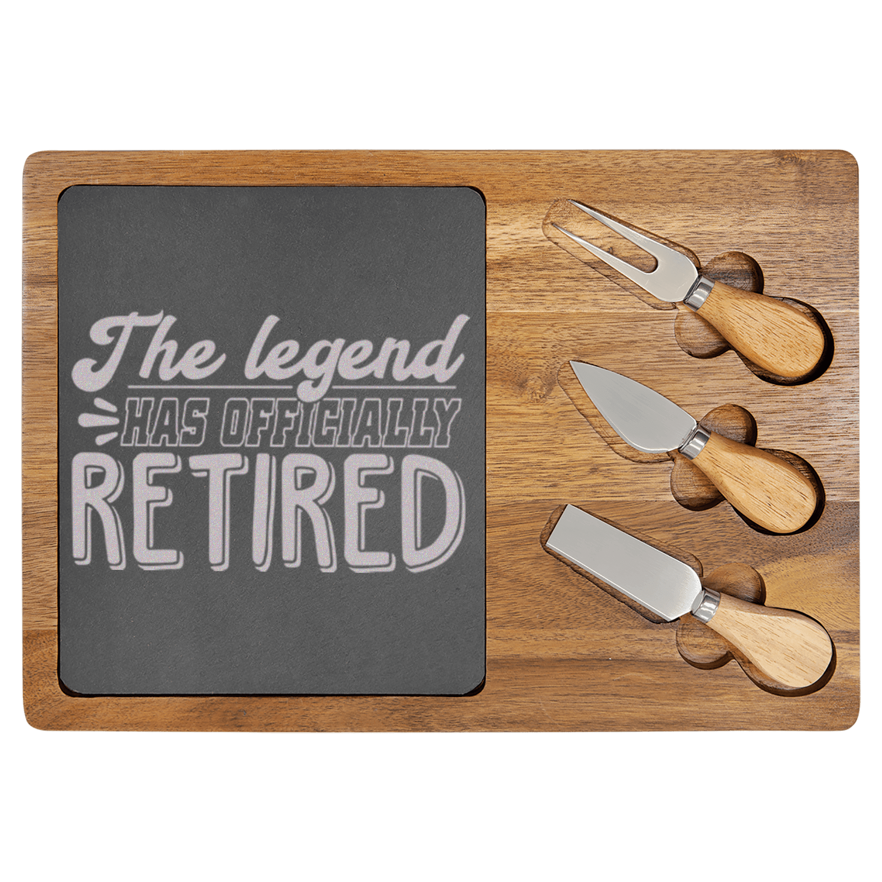 The Legend Has Retired Wood Slate Serving Tray