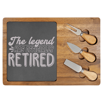 The Legend Has Retired Wood Slate Serving Tray