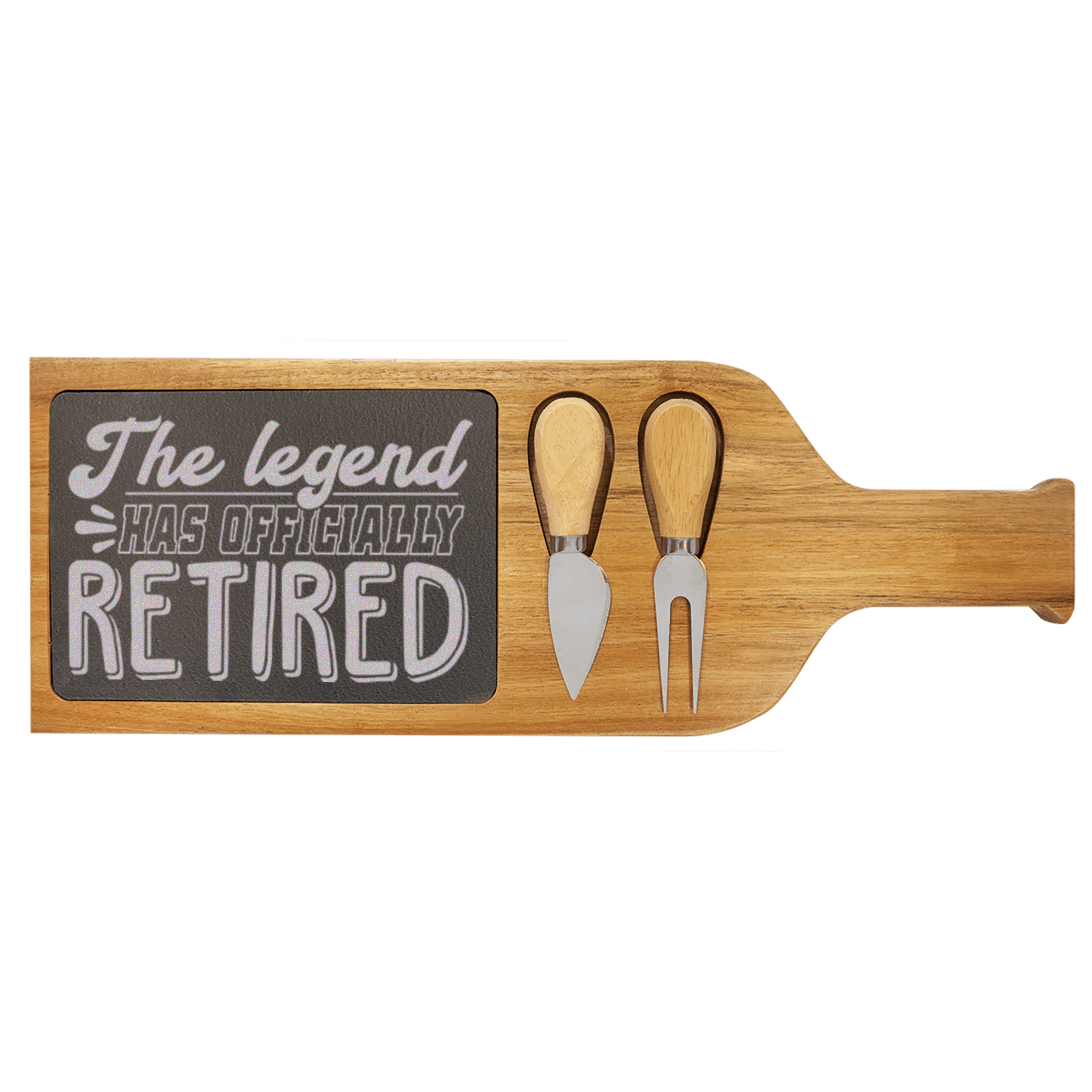 The Legend Has Retired Wood Slate Serving Tray With Handle