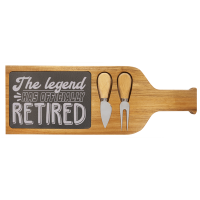 The Legend Has Retired Wood Slate Serving Tray With Handle