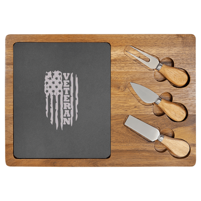 Torn Flag Wood Slate Serving Tray