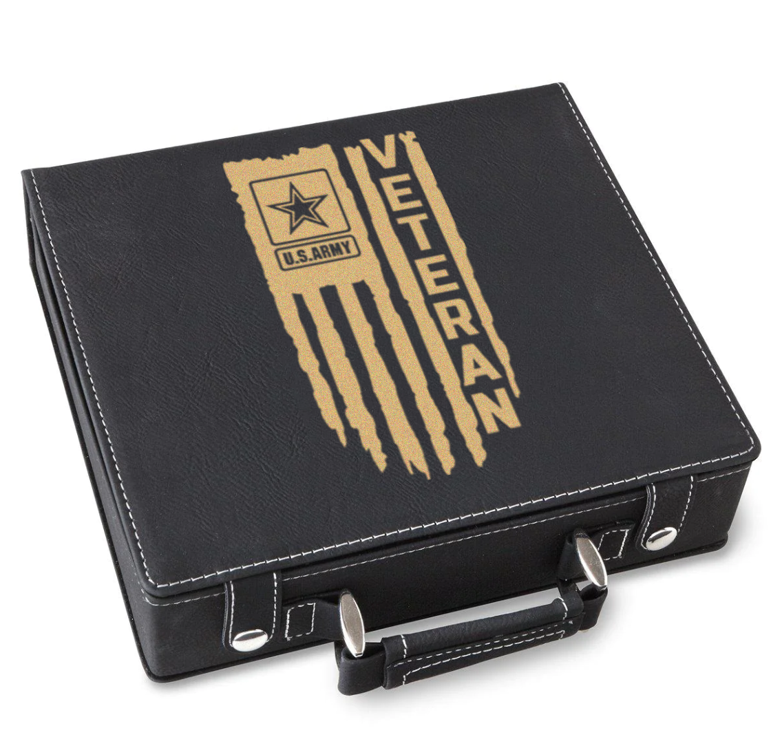 US Army Flag Veteran Poker Gift Set