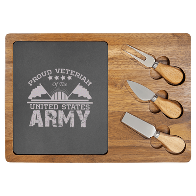US Army Veteran Wood Slate Serving Tray