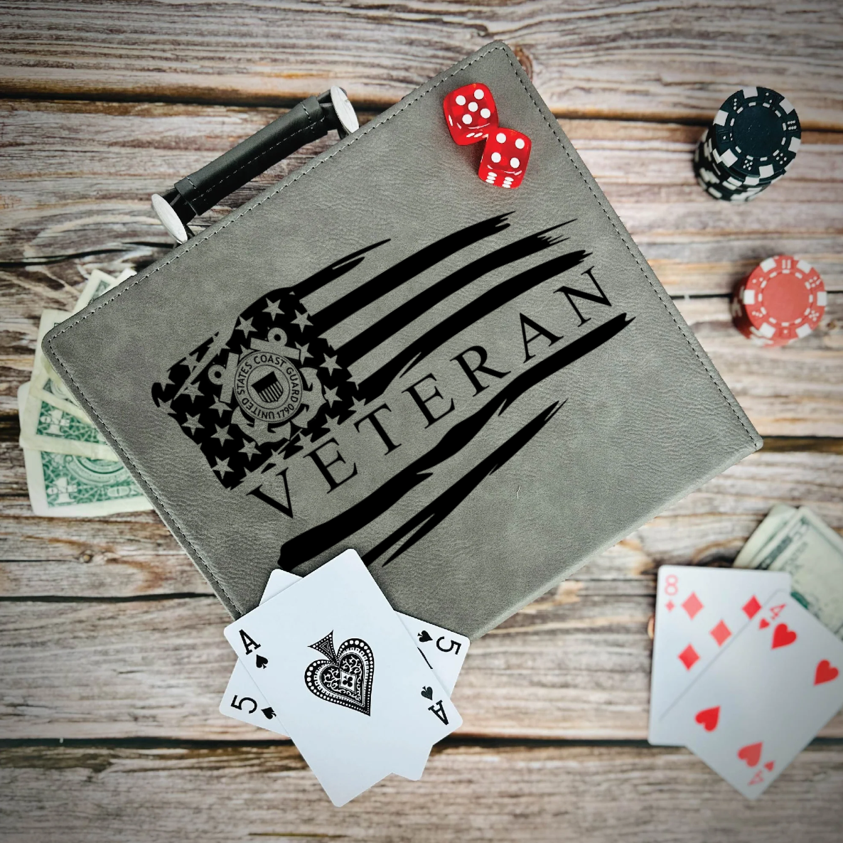 US Coast Guard Veteran Poker Gift Set