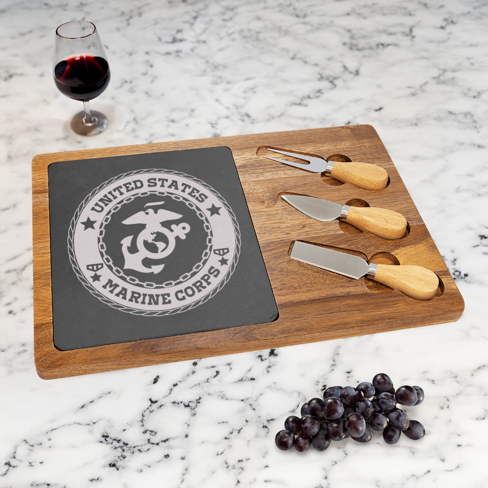 US Marine Corps Wood Slate Serving Tray