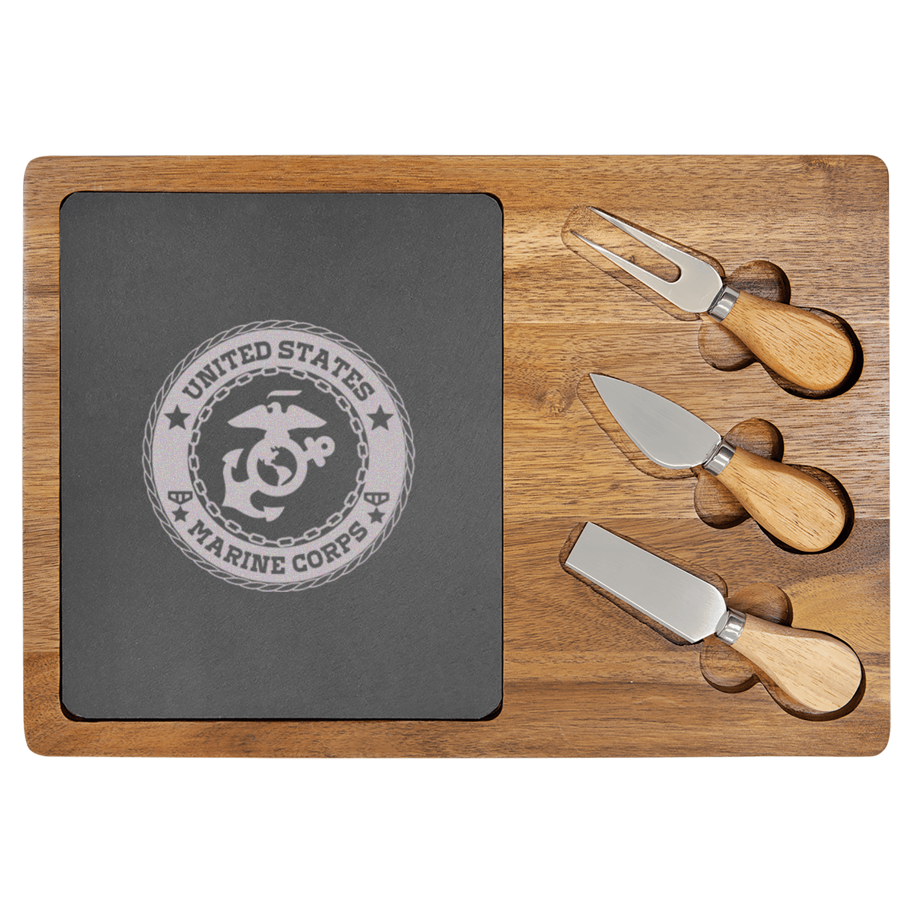 US Marine Corps Wood Slate Serving Tray