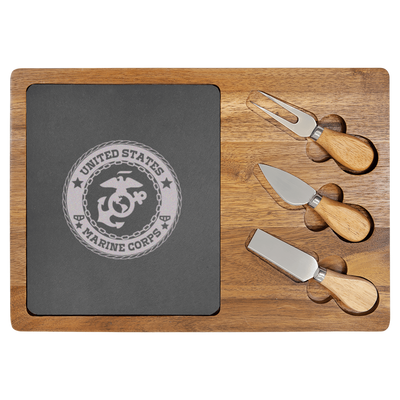 US Marine Corps Wood Slate Serving Tray