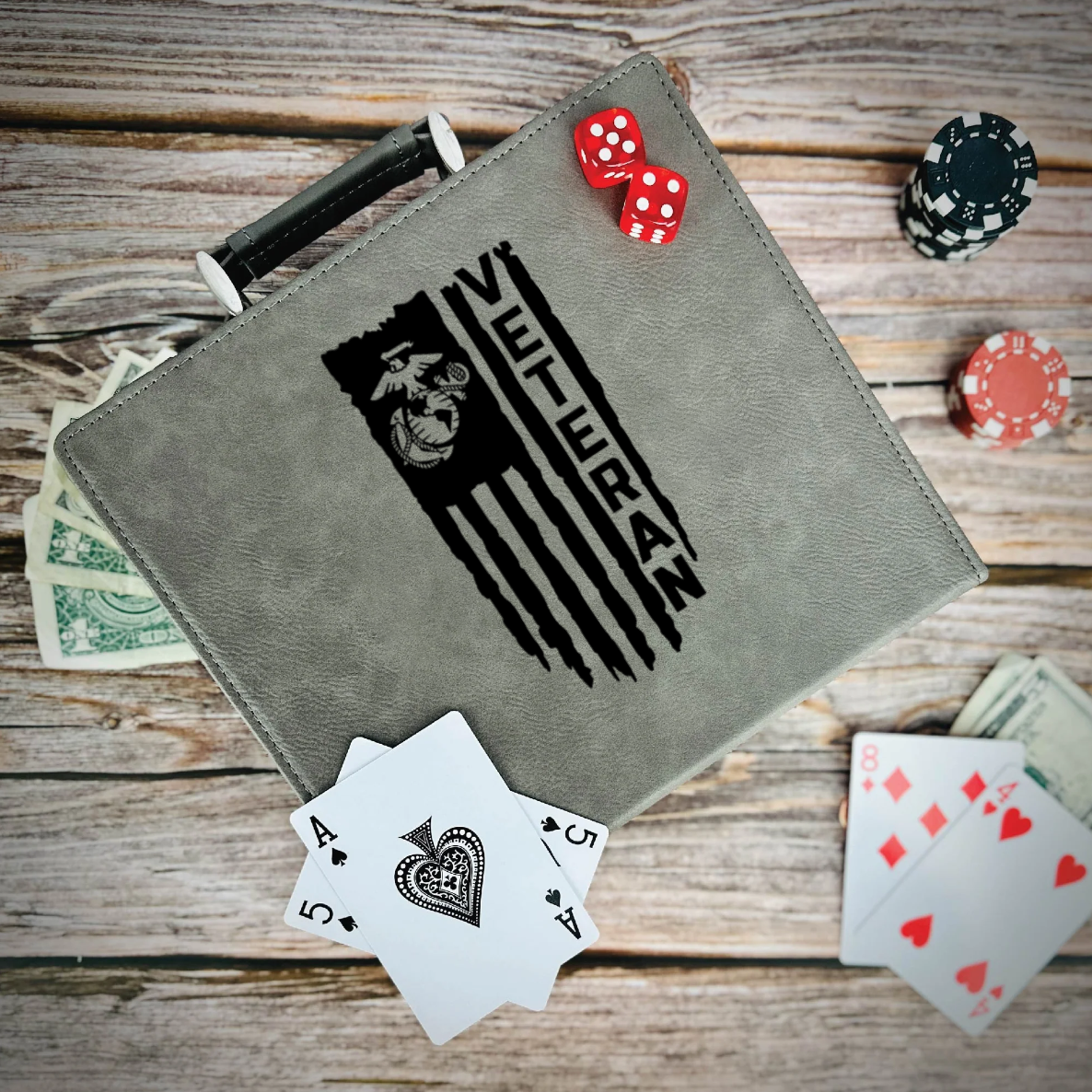 US Marines Flag Poker Gift Set